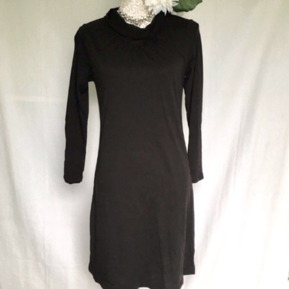 Velvet // Black Cowlneck Long Sleeve Sweater Dress dr1